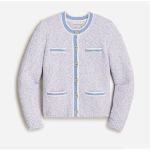 J. CREW Marled Sweater Lady Jacket Lilac Seascape White Cardigan Women’s Size XS - Picture 2 of 10
